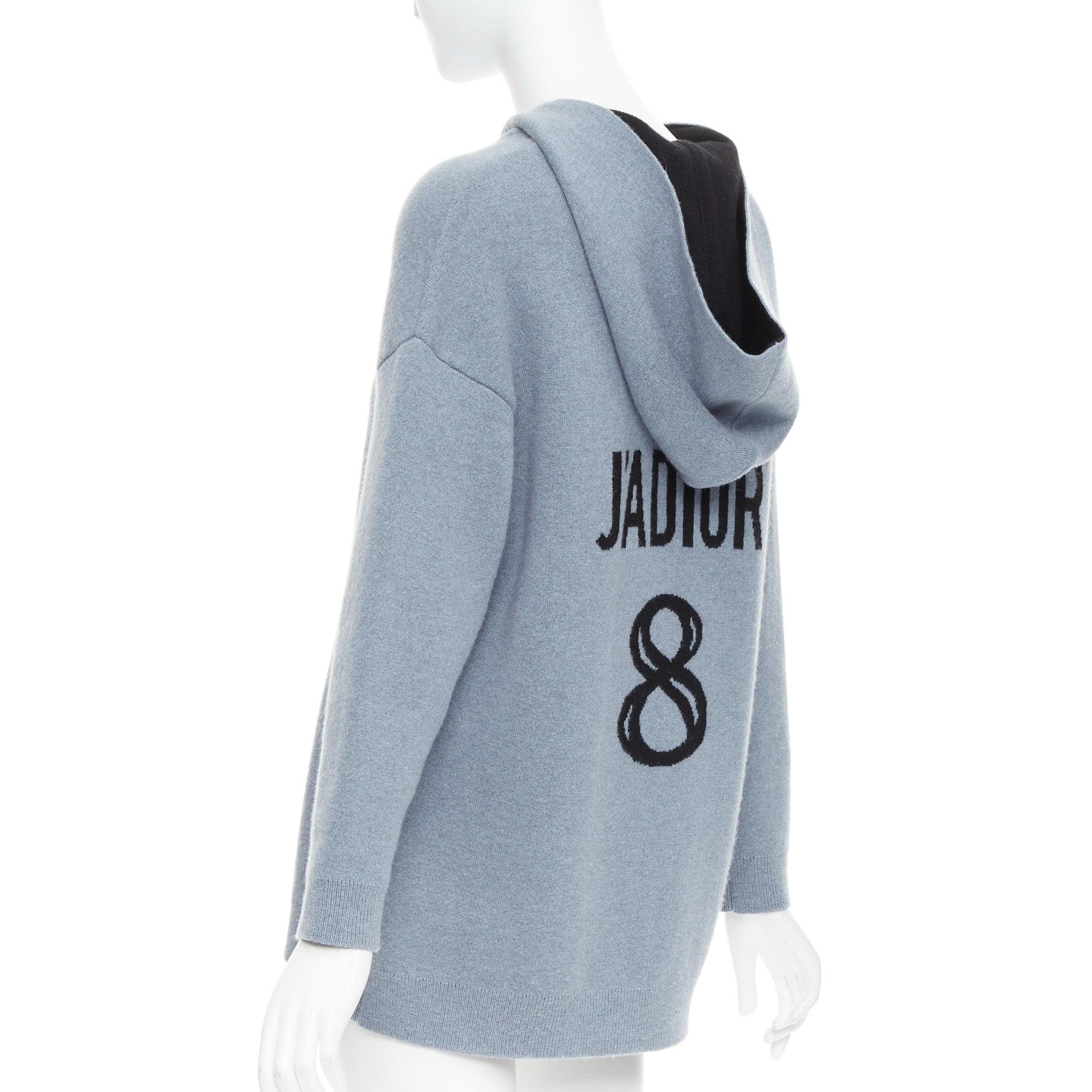 Women's CHRISTIAN DIOR J'adior 8 blue cashmere blend dropped sleeves hoodie FR34 XS For Sale