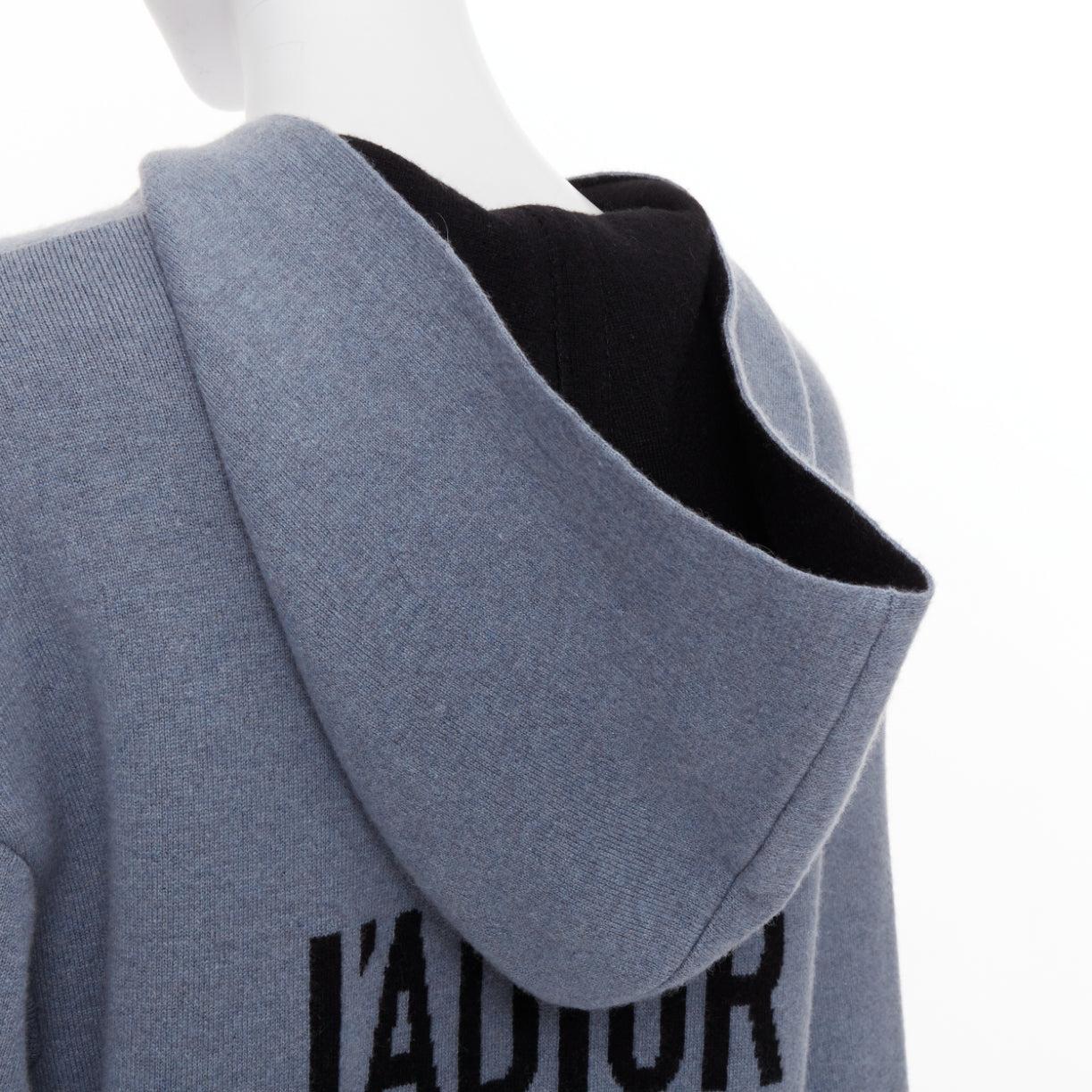 CHRISTIAN DIOR J'adior 8 blue cashmere blend dropped sleeves hoodie FR34 XS For Sale 1