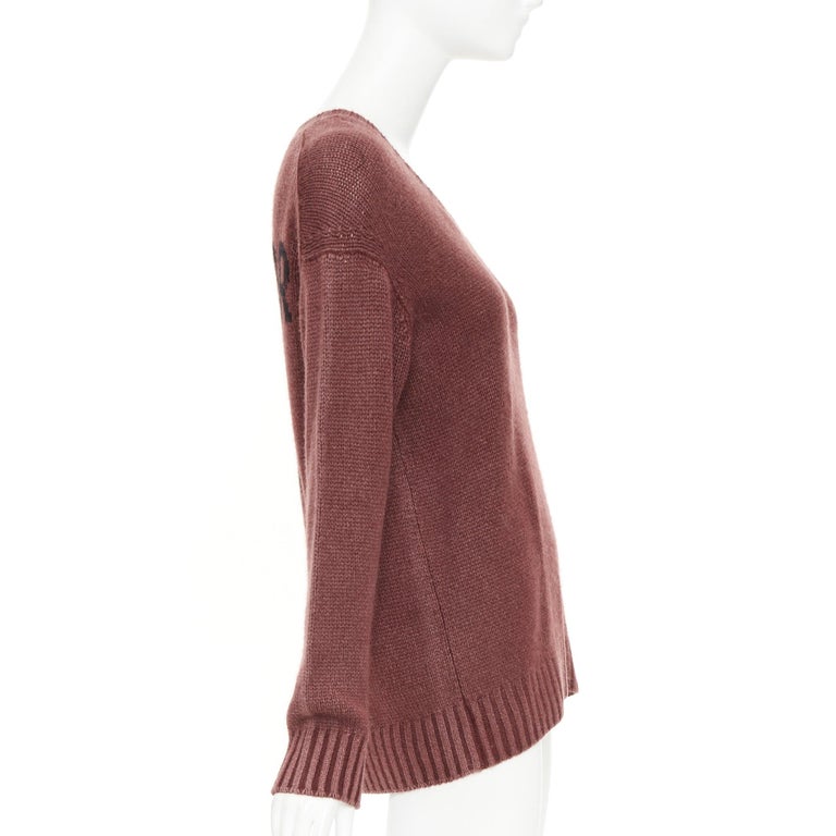 CHRISTIAN DIOR J'Adior 8 cashmere rust burgundy V-neck pullover