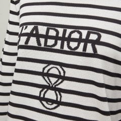 CHRISTIAN DIOR Jadior 8 cream black stripe long sleeve crew sweater FR40 L