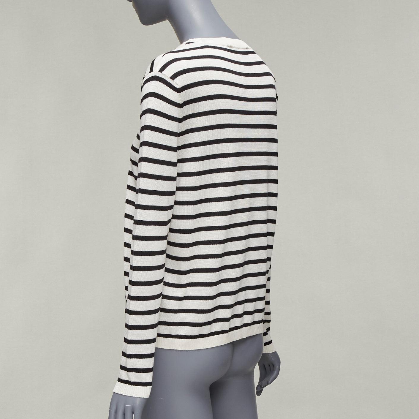 CHRISTIAN DIOR Jadior 8 cream black stripe long sleeve crew sweater FR40 L For Sale 1