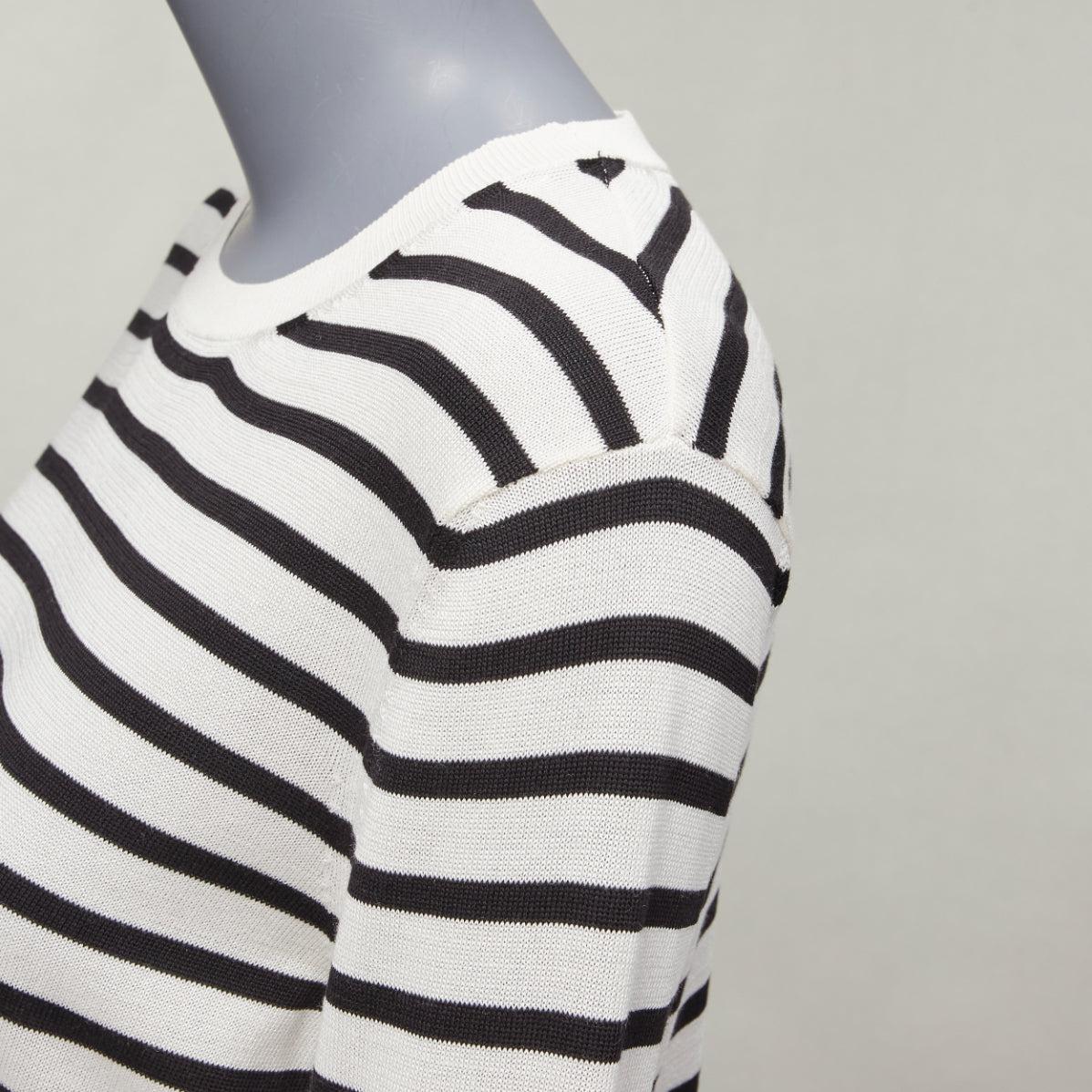 CHRISTIAN DIOR Jadior 8 cream black stripe long sleeve crew sweater FR40 L For Sale 2