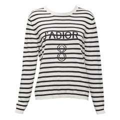 CHRISTIAN DIOR Jadior 8 panna a righe nere maglia girocollo a maniche lunghe FR40 L.
