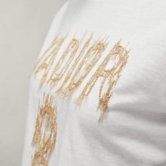 CHRISTIAN DIOR Jadior 8 gold lurex embroidery white cotton linen tshirt XS