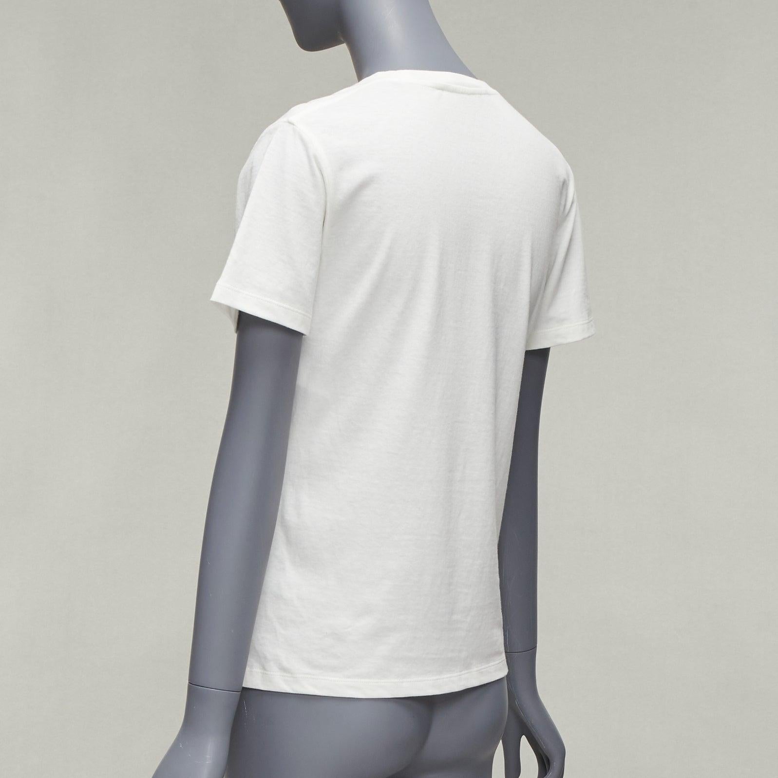 CHRISTIAN DIOR Jadior 8 gold lurex embroidery white cotton linen tshirt XS For Sale 1