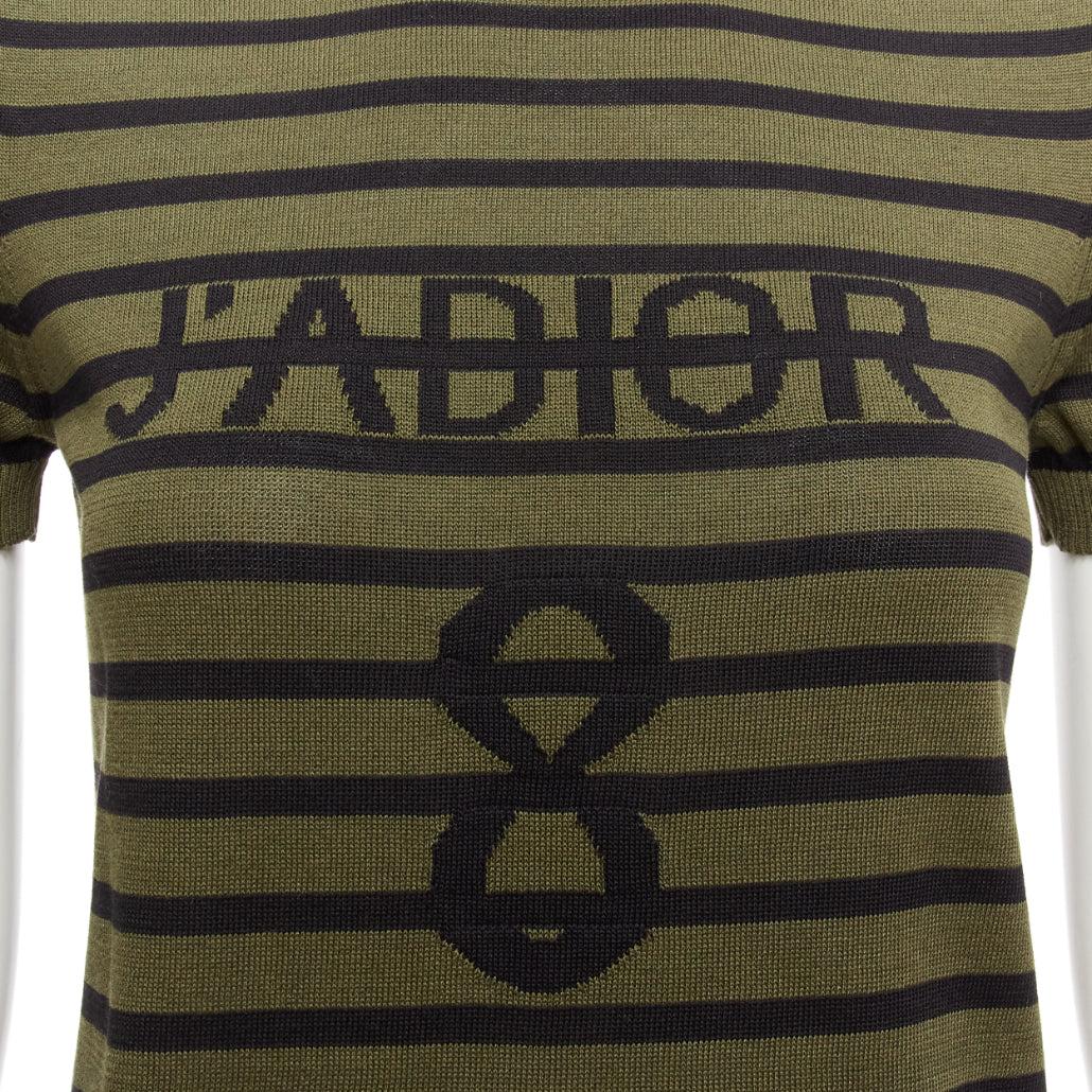 CHRISTIAN DIOR J'Adior 8 green stripe silk cotton knitted top FR34 XS
Reference: AAWC/A00813
Brand: Dior
Designer: Maria Grazia Chiuri
Collection: J'adior 8
Material: Silk, Cotton
Color: Green, Black
Pattern: Striped
Closure: Slip On
Made in: