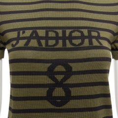 CHRISTIAN DIOR J'Adior 8 green stripe silk cotton knitted top FR34 XS