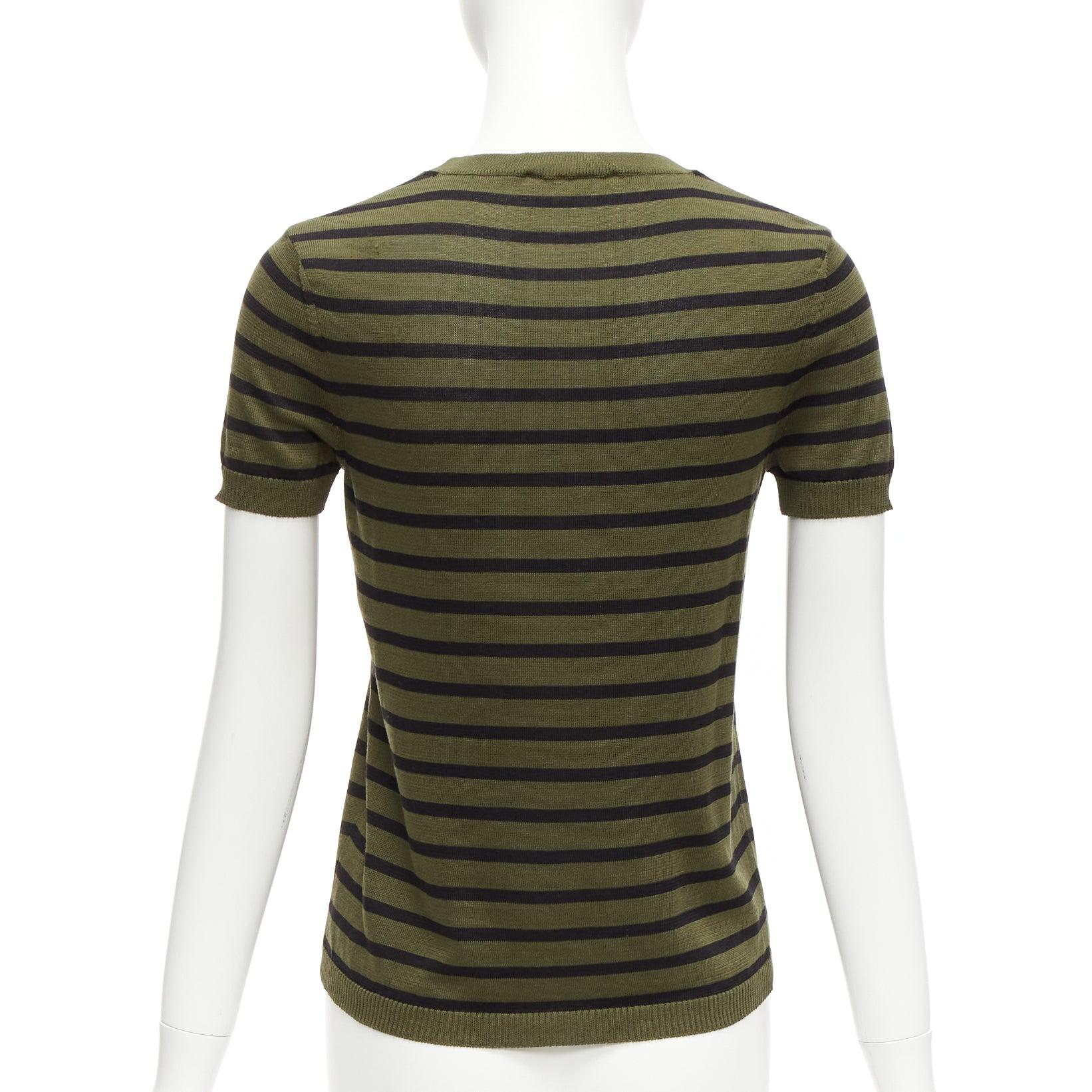 CHRISTIAN DIOR J'Adior 8 green stripe silk cotton knitted top FR34 XS For Sale 1