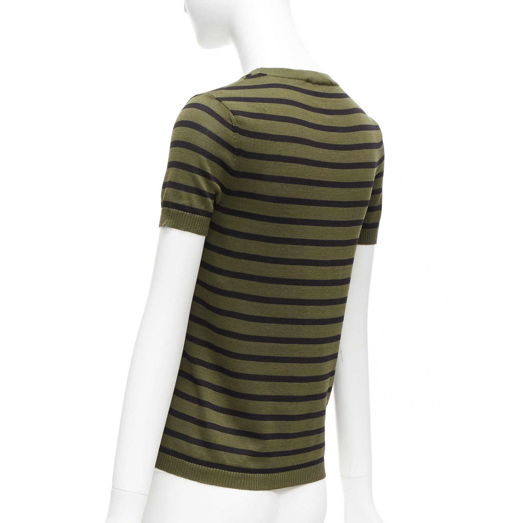 CHRISTIAN DIOR J'Adior 8 green stripe silk cotton knitted top FR34 XS For Sale 2