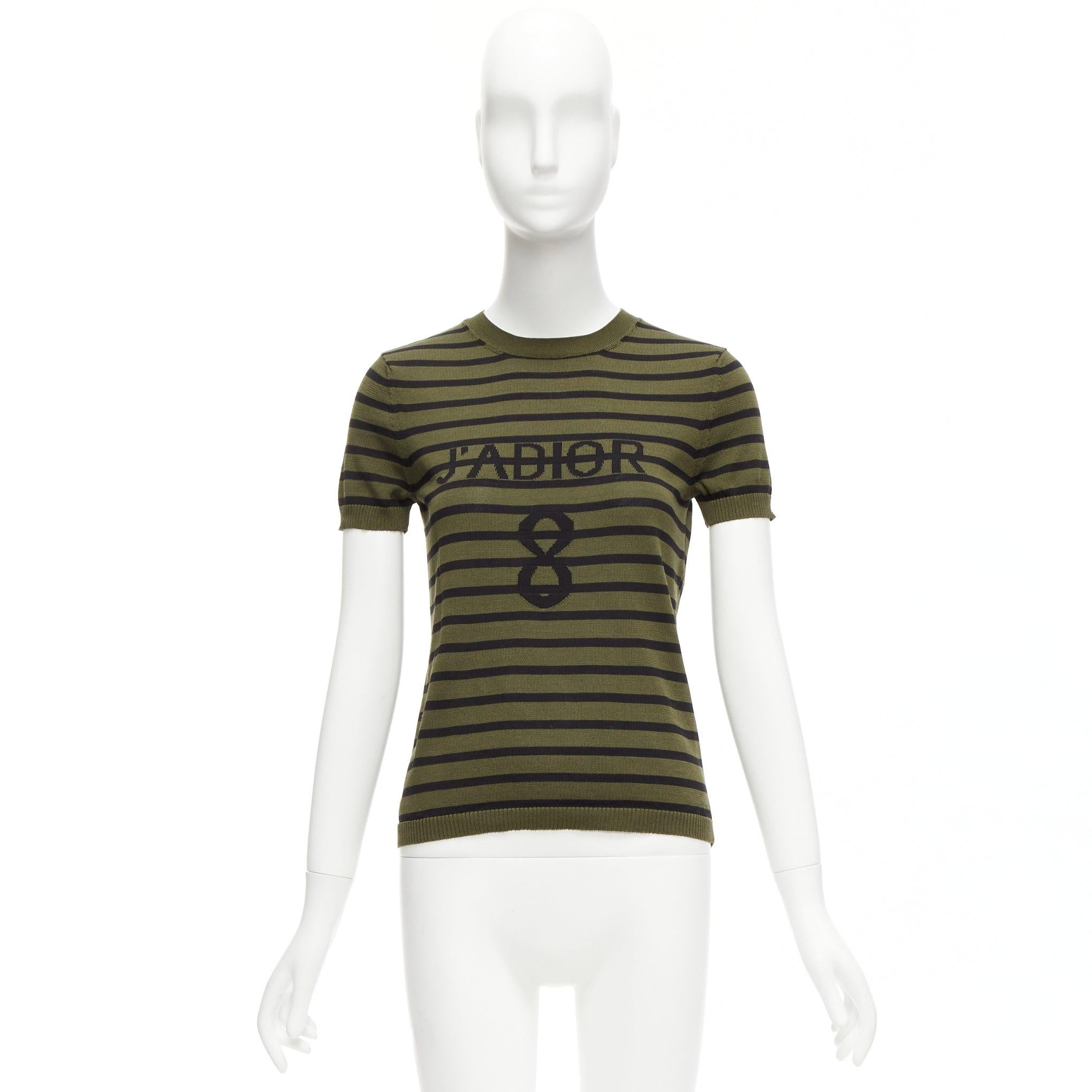 CHRISTIAN DIOR J'Adior 8 green stripe silk cotton knitted top FR34 XS For Sale 5