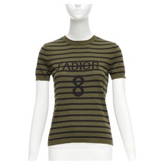 CHRISTIAN DIOR J'Adior 8 grün gestreiftes Seiden-Baumwoll-Stricktop FR34 XS