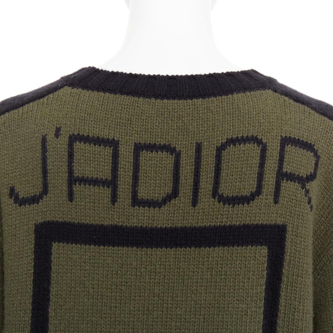 CHRISTIAN DIOR J'adior 8 navy green wool cashmere ringer sweater FR38 M For Sale 1