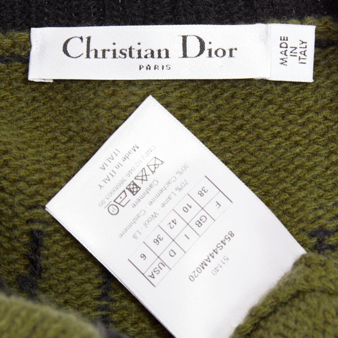 CHRISTIAN DIOR J'adior 8 navy green wool cashmere ringer sweater FR38 M For Sale 3