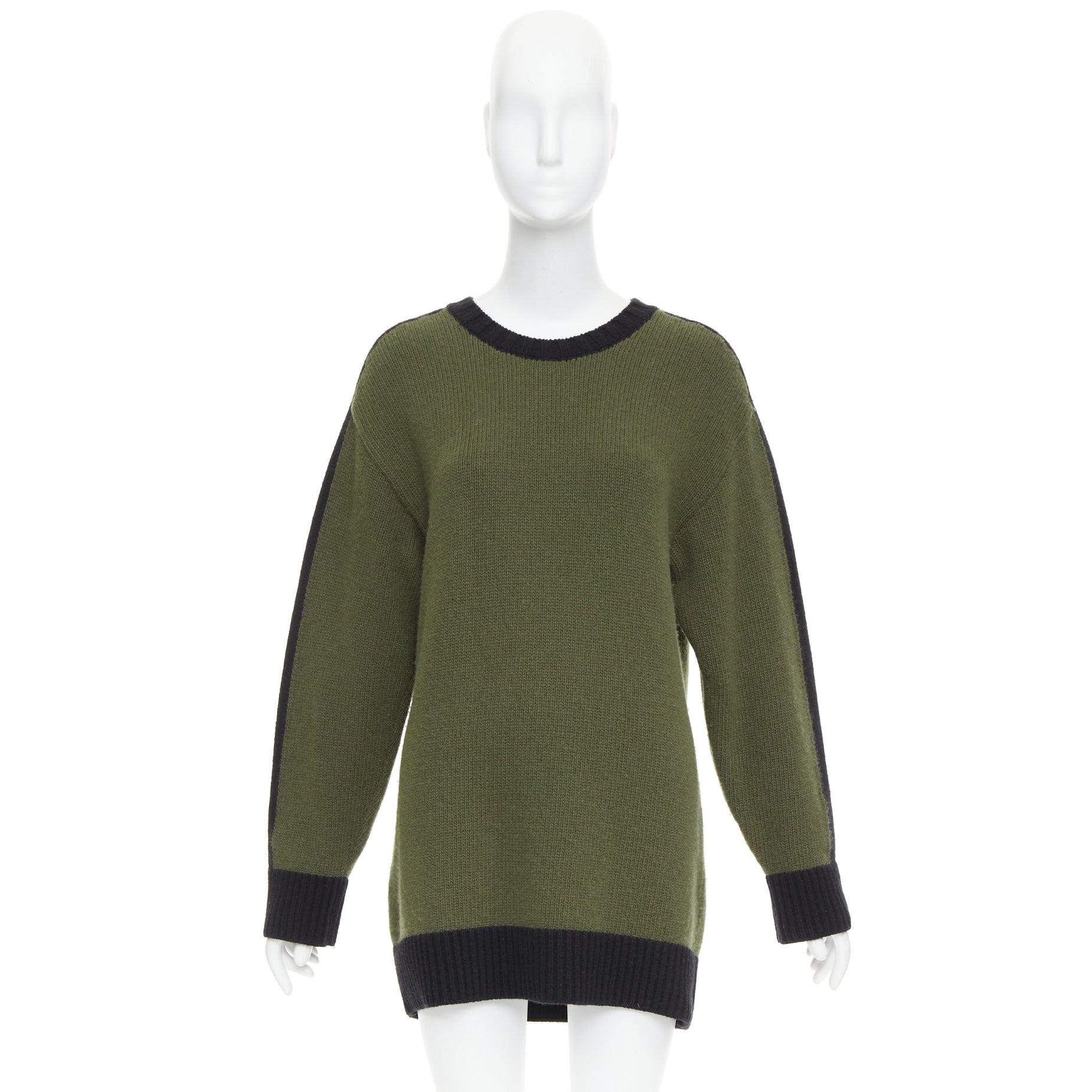 CHRISTIAN DIOR J'adior 8 navy green wool cashmere ringer sweater FR38 M For Sale 4