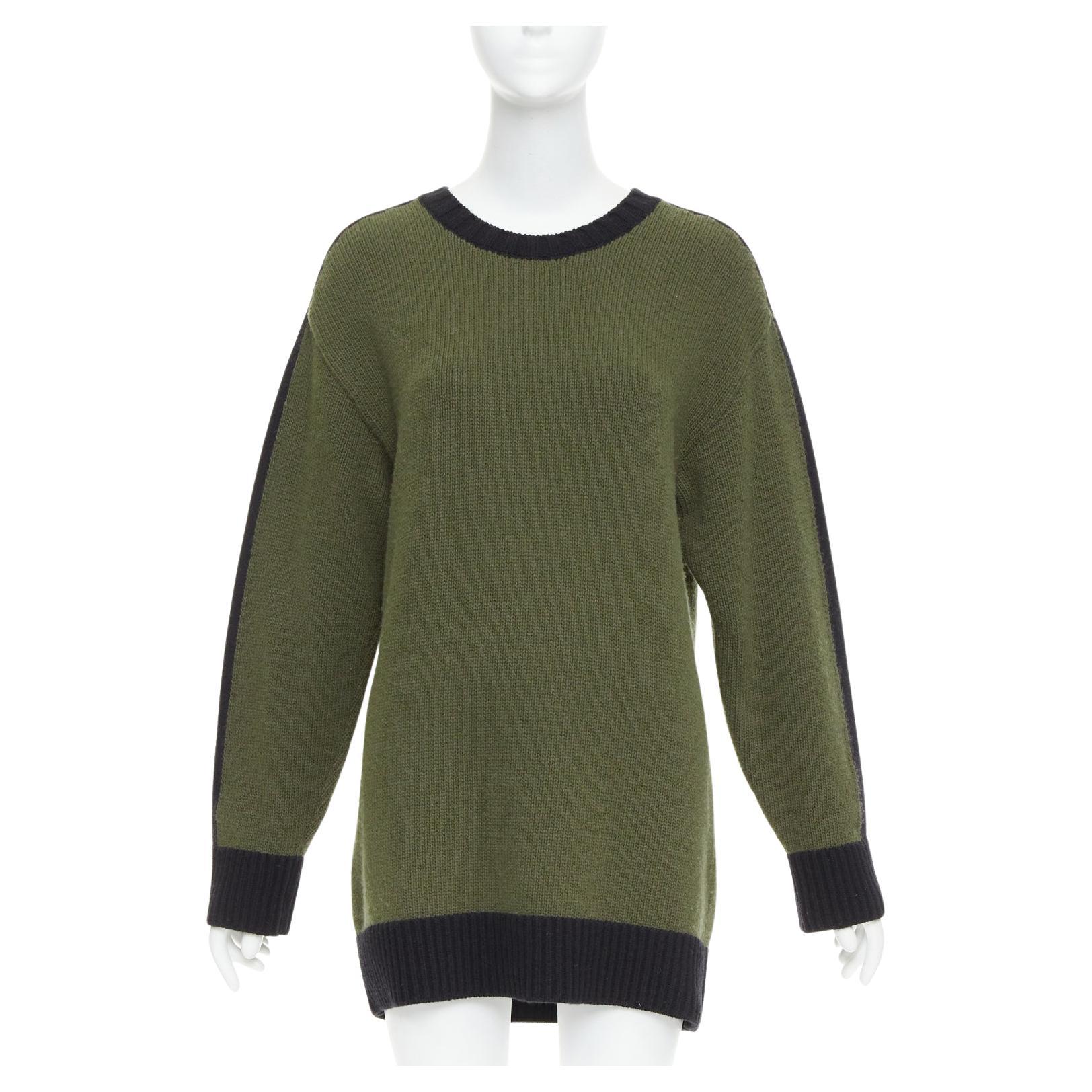 CHRISTIAN DIOR J'adior 8 navy green wool cashmere ringer sweater FR38 M For Sale