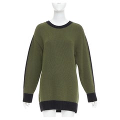 CHRISTIAN DIOR J'adior 8 navy green wool cashmere ringer sweater FR38 M