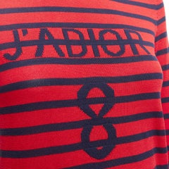CHRISTIAN DIOR J'Adior 8 rojo marino rayas seda algodón jersey top FR34 XS