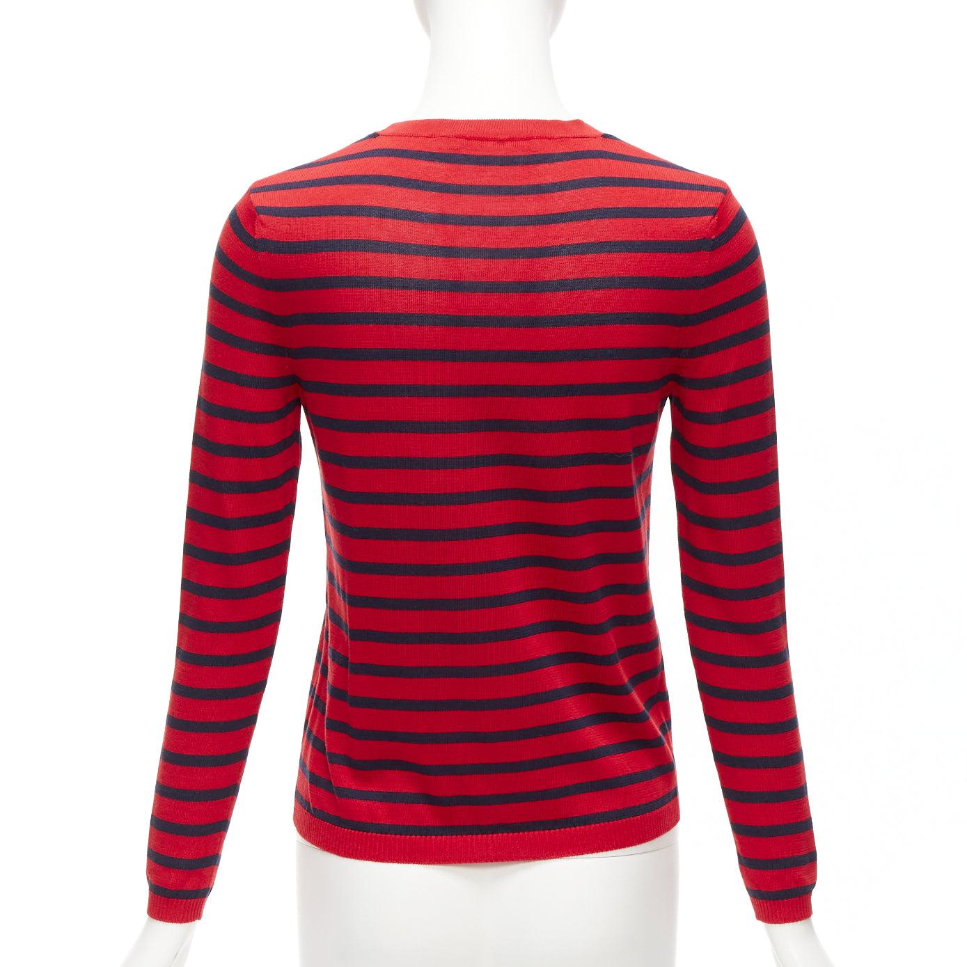 CHRISTIAN DIOR J'Adior 8 red navy striped silk cotton sweater top FR34 XS For Sale 1