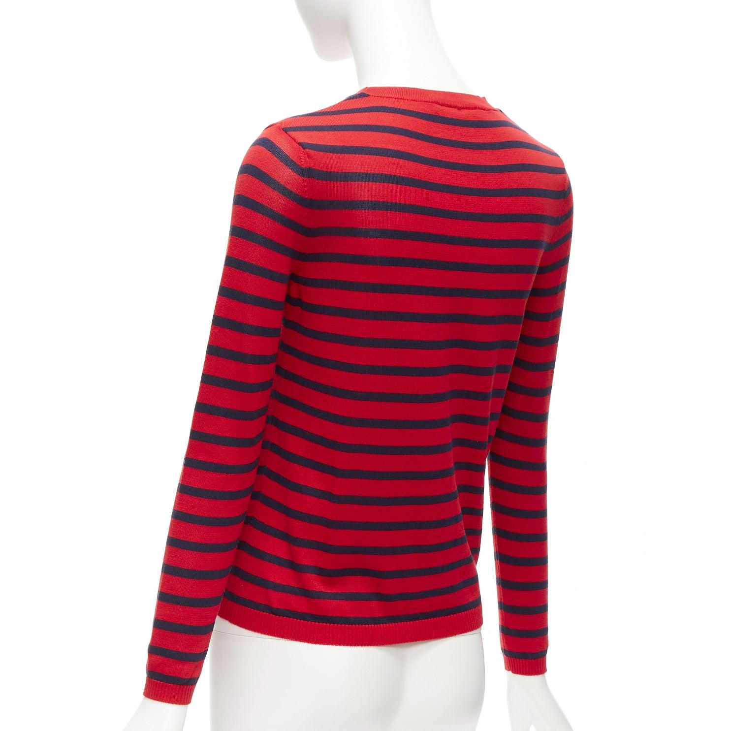 CHRISTIAN DIOR J'Adior 8 red navy striped silk cotton sweater top FR34 XS For Sale 1