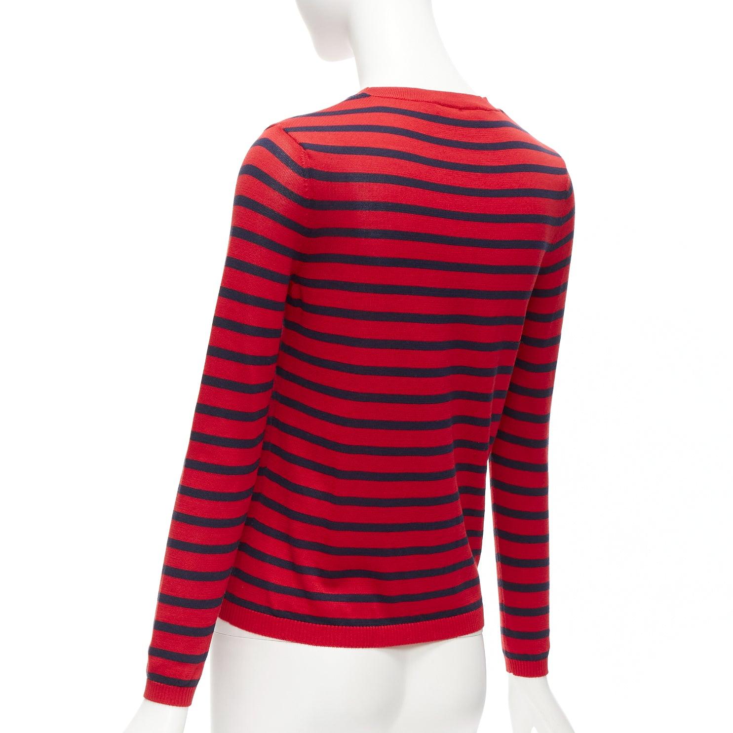 CHRISTIAN DIOR J'Adior 8 red navy striped silk cotton sweater top FR34 XS For Sale 2