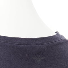 CHRISTIAN DIOR Jadior 8 gewaschenes schwarzes Baumwoll-Leinen-Tshirt mit Siebdruck XS