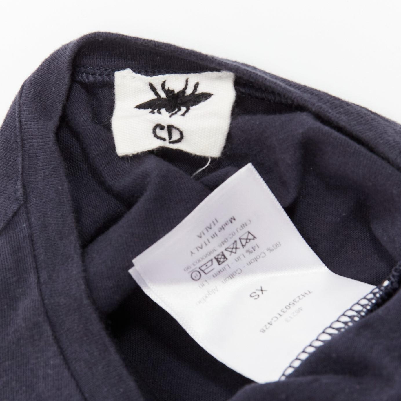 CHRISTIAN DIOR Jadior 8 washed black cotton linen screen print tshirt XS For Sale 3