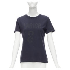CHRISTIAN DIOR Jadior 8 gewaschenes schwarzes Baumwoll-Leinen-Tshirt mit Siebdruck XS