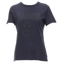 CHRISTIAN DIOR Jadior 8 washed black cotton linen screen print tshirt XS