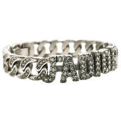 Christian Dior J'adior Pulsera brazalete de plata con letras alfabéticas y brillantes