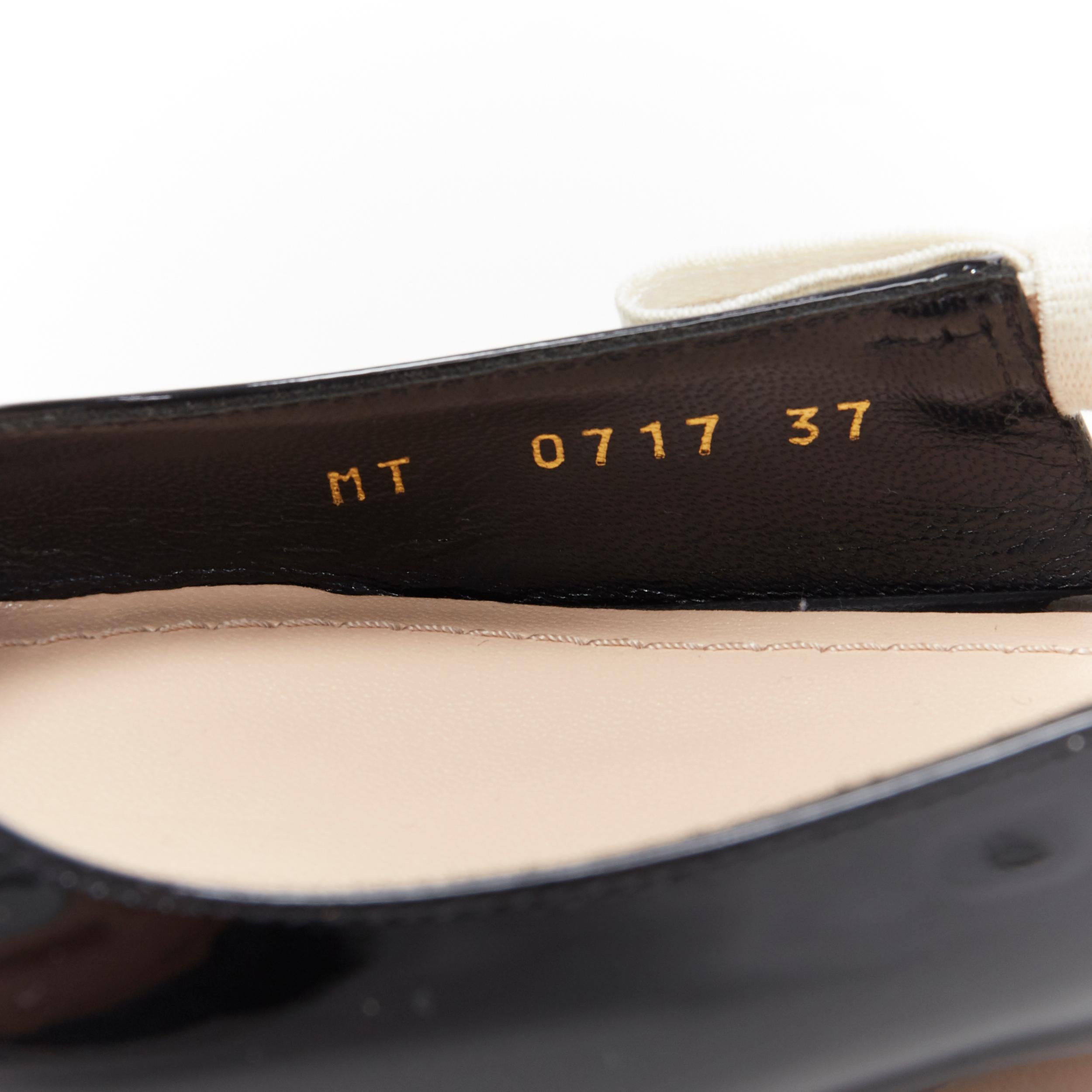 CHRISTIAN DIOR J'adior black patent point toe logomania bow slingback flats EU37 3