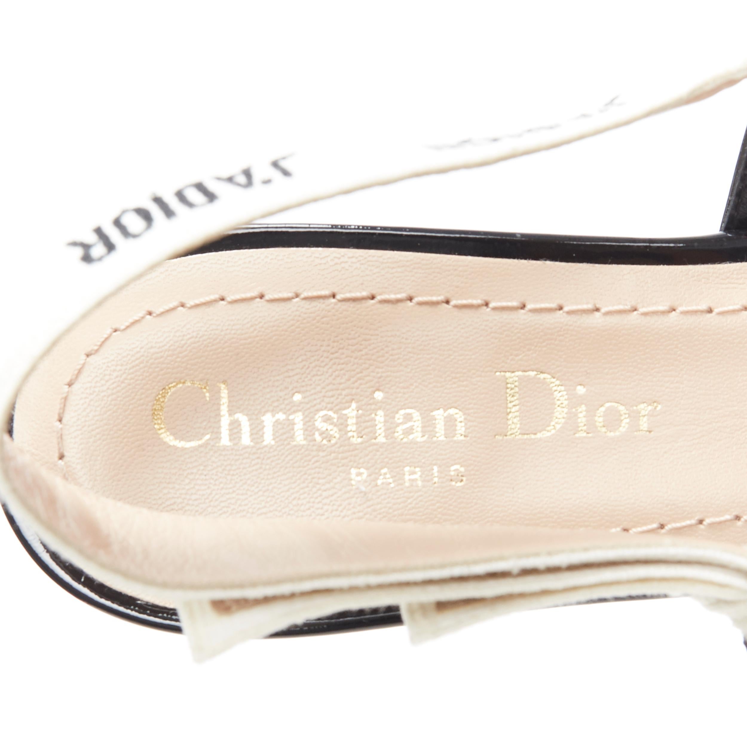 CHRISTIAN DIOR J'adior black patent point toe logomania bow slingback flats EU37 4