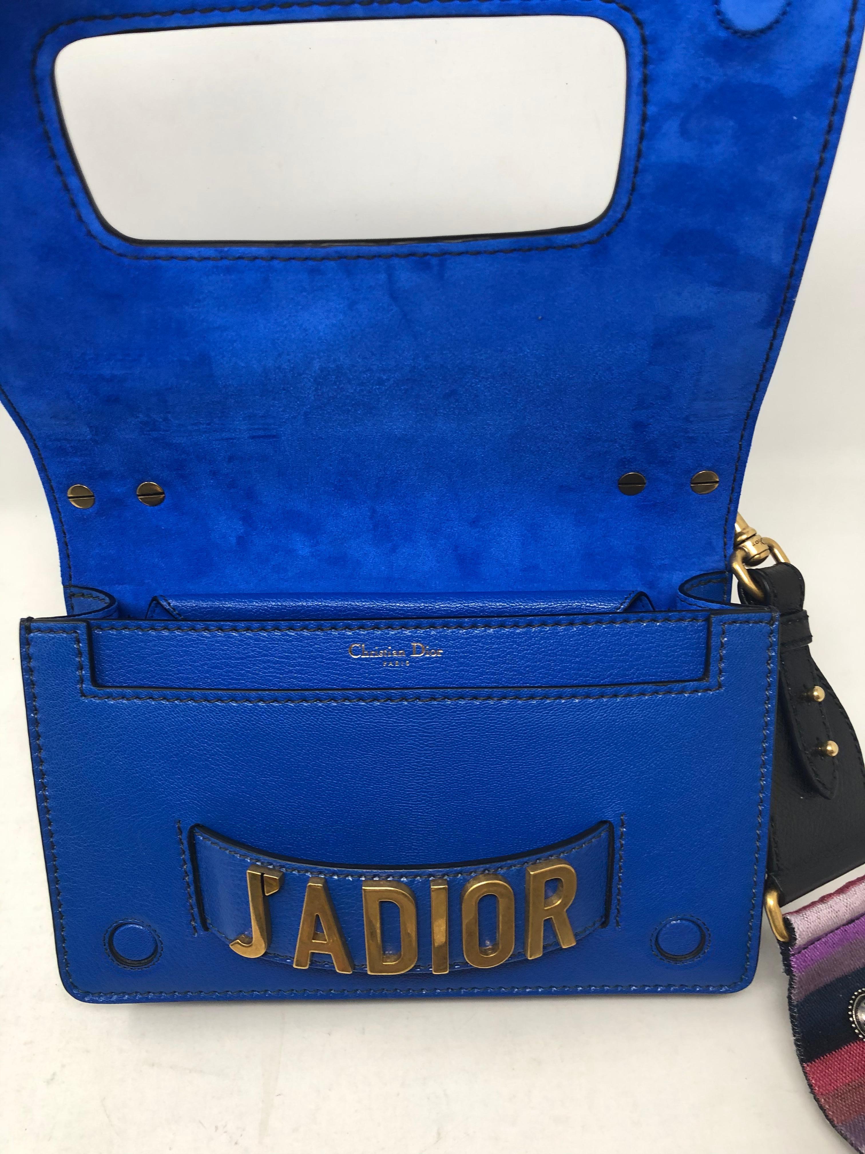Christian Dior J'adior Blue Leather Bag with Multicolor Strap  3