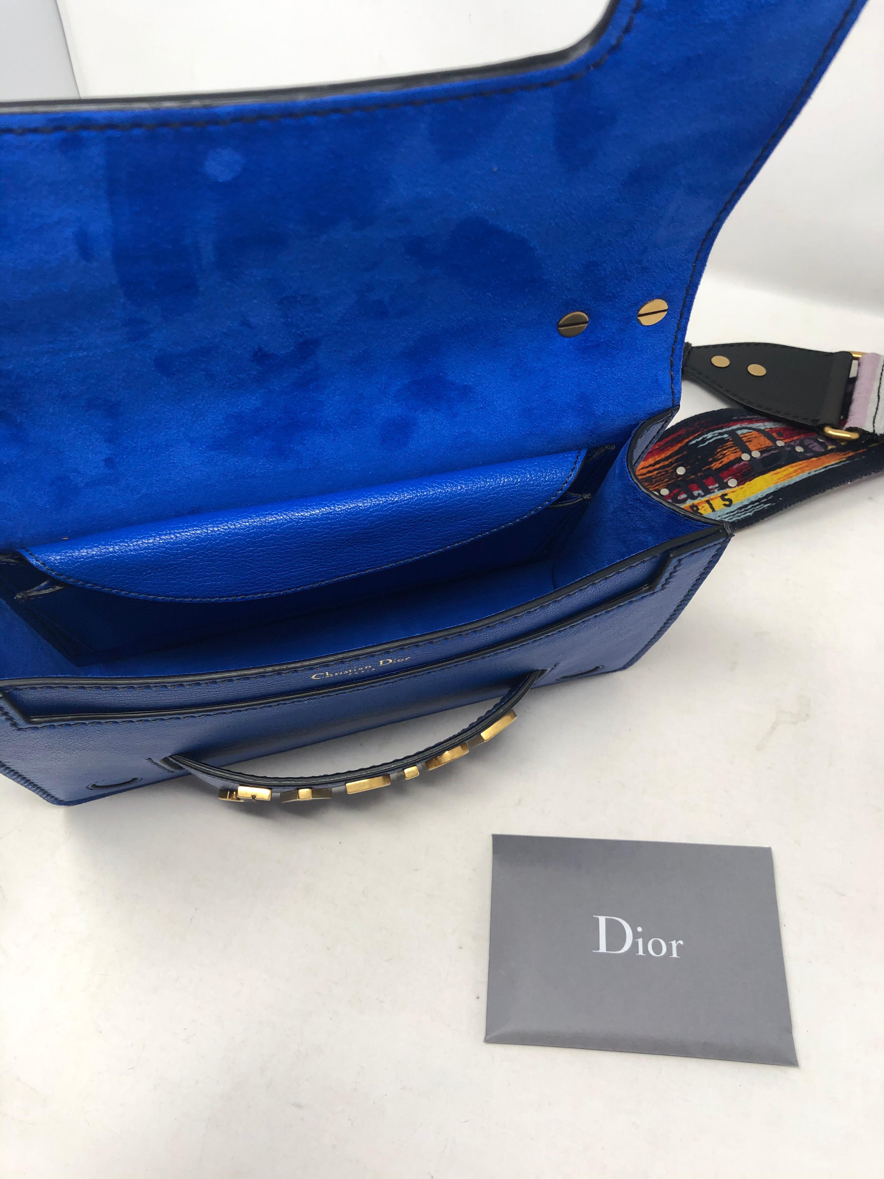 Christian Dior J'adior Blue Leather Bag with Multicolor Strap at 1stDibs