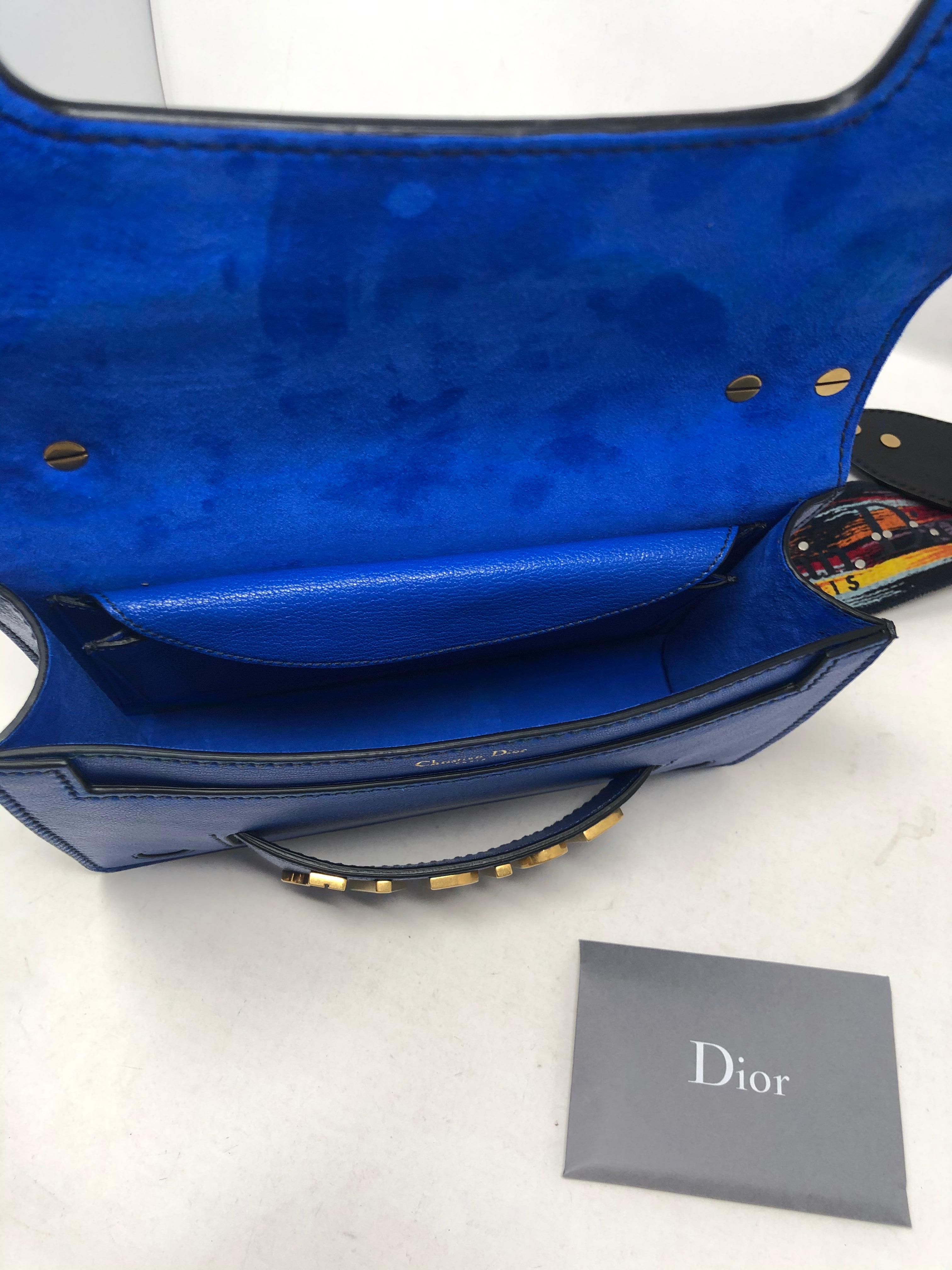 Christian Dior J'adior Blue Leather Bag with Multicolor Strap  8