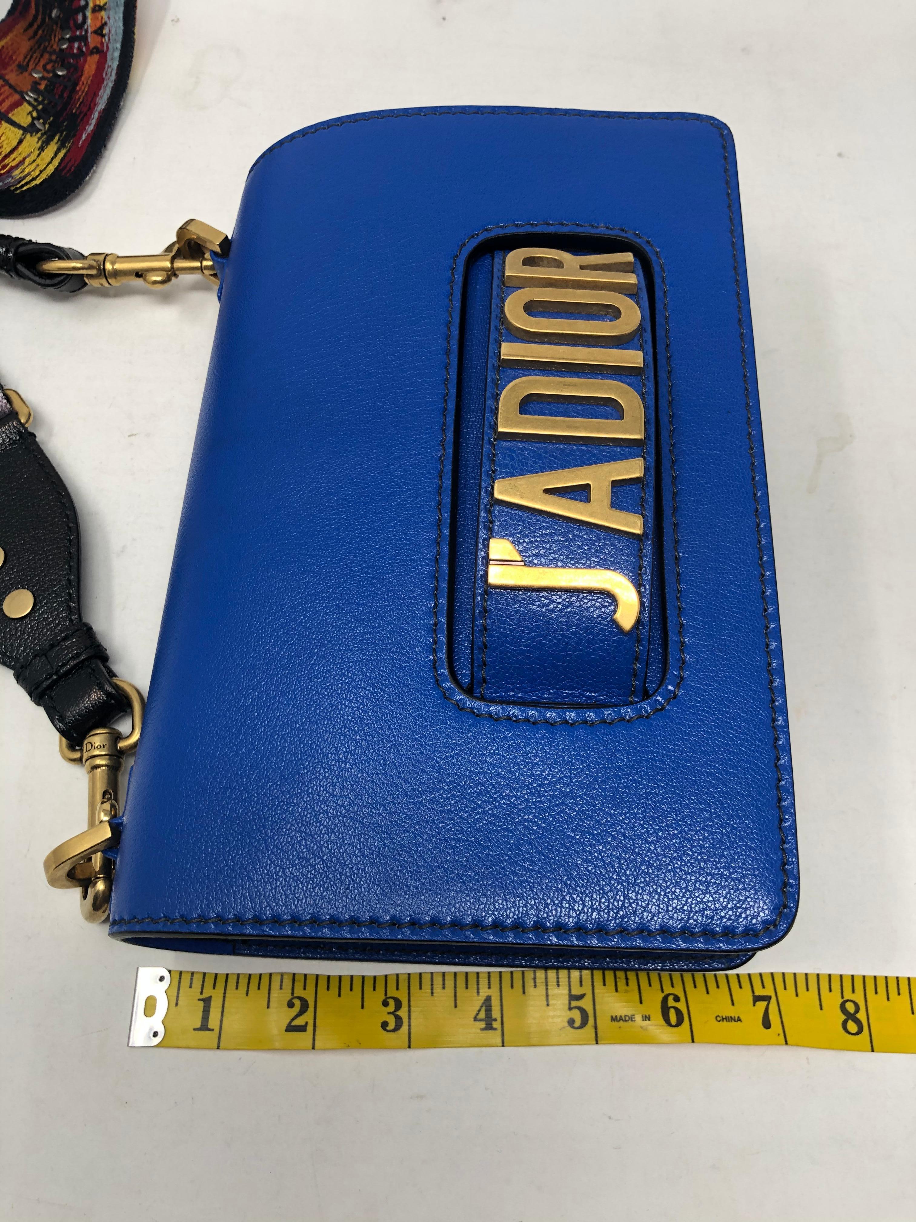 Christian Dior J'adior Blue Leather Bag with Multicolor Strap  9
