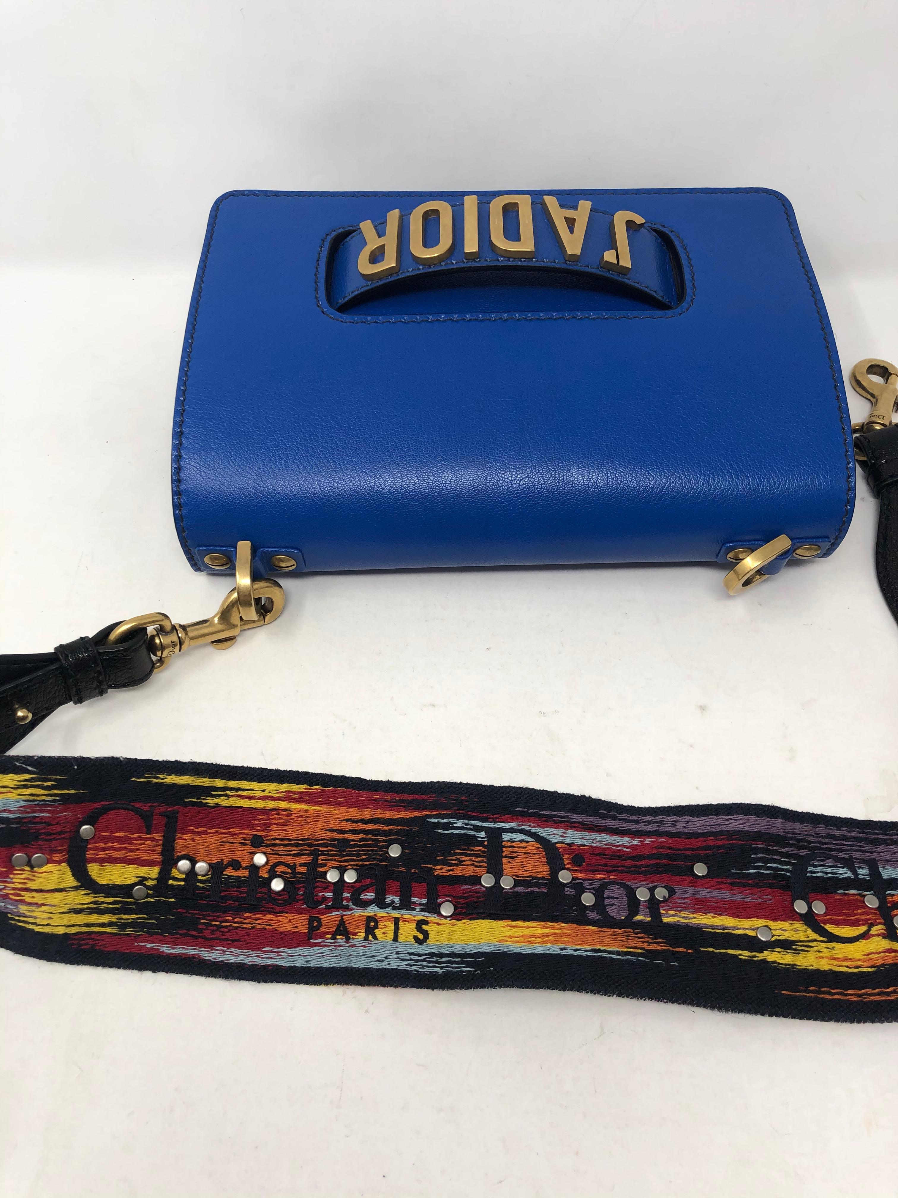 Christian Dior J'adior Blue Leather Bag with Multicolor Strap  In New Condition In Athens, GA