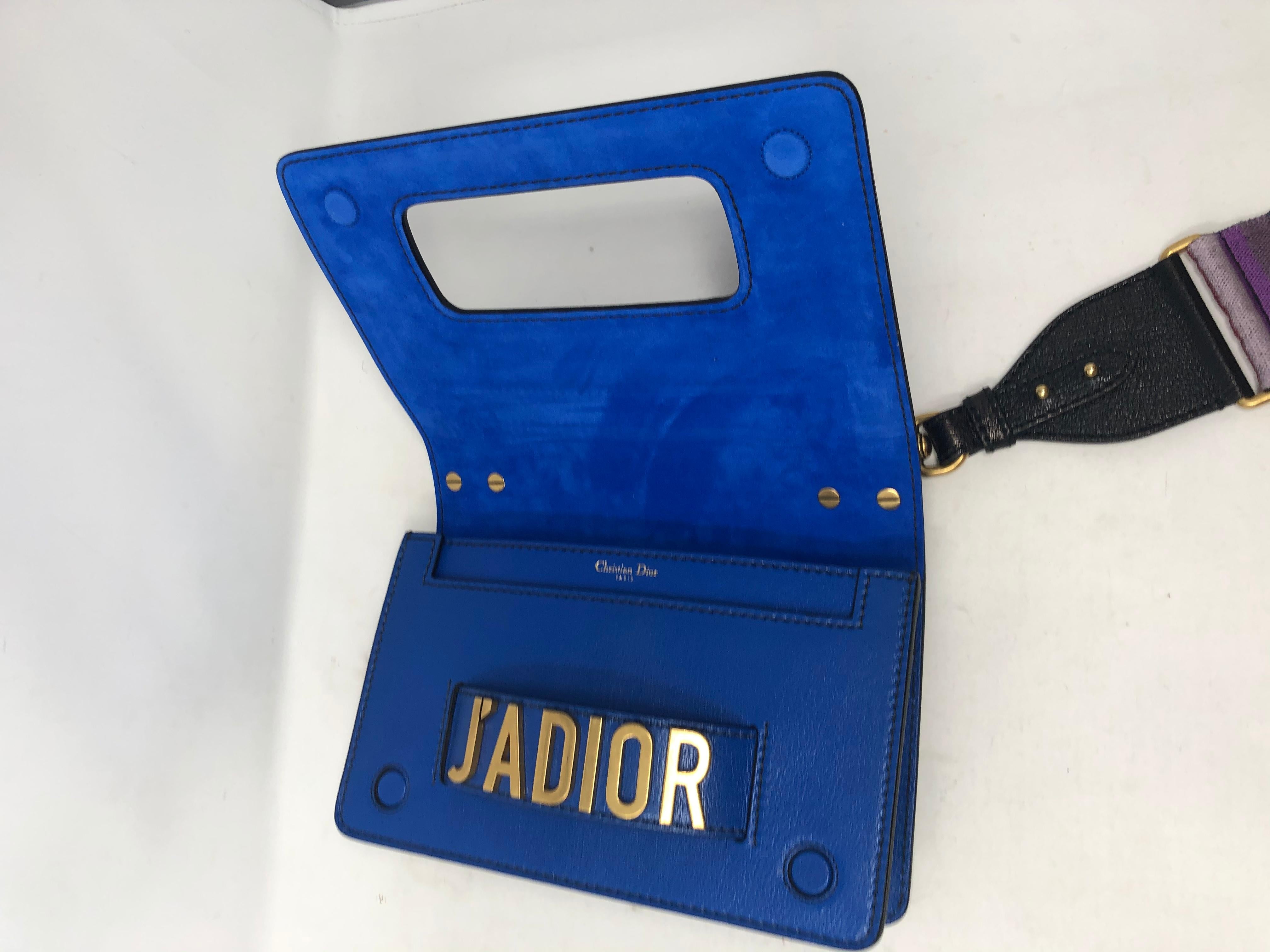 Christian Dior J'adior Blue Leather Bag with Multicolor Strap  1