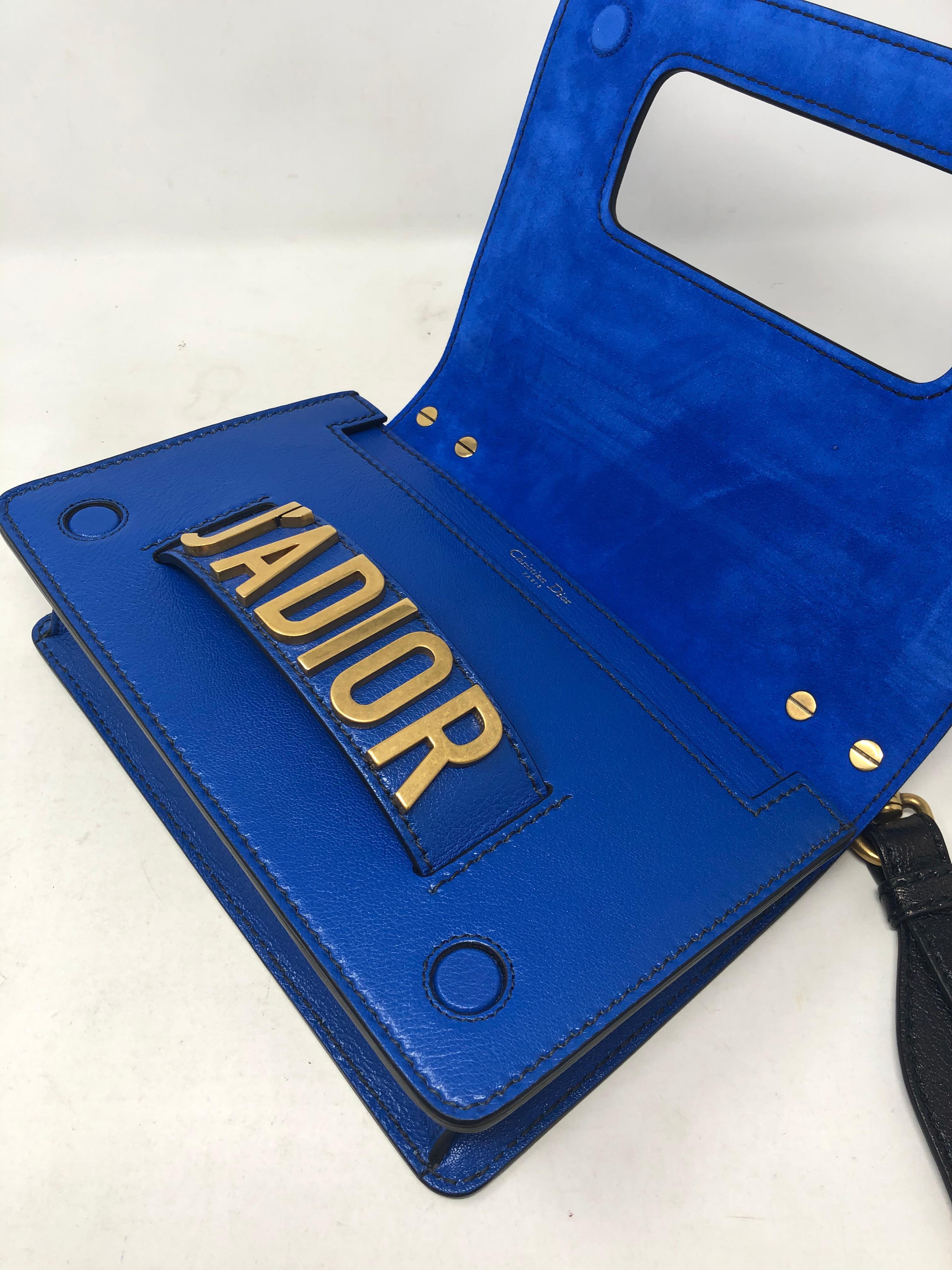 Christian Dior J'adior Blue Leather Bag with Multicolor Strap  2