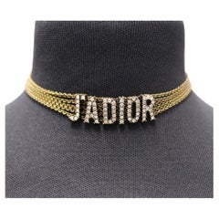 Antique Christian Dior J'Adior Crystal Metal & Brass Chocker Necklace