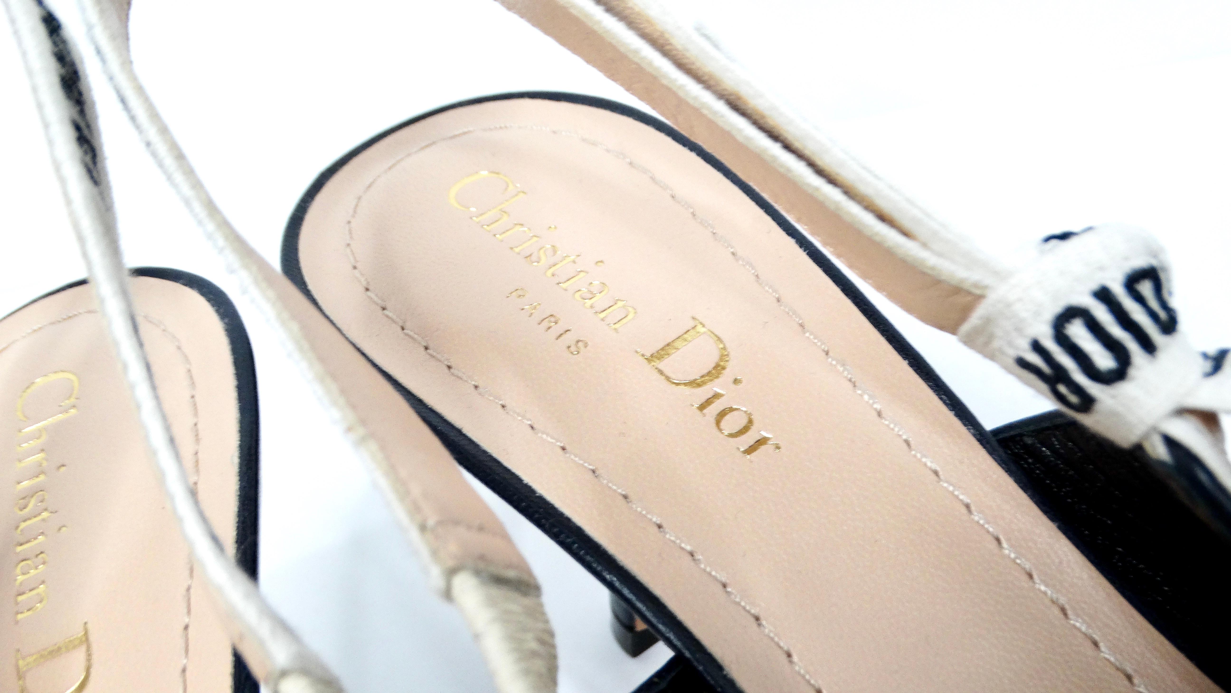 Christian Dior J'ADIOR Denim Patchwork Slingback Kitten Heels For Sale 1