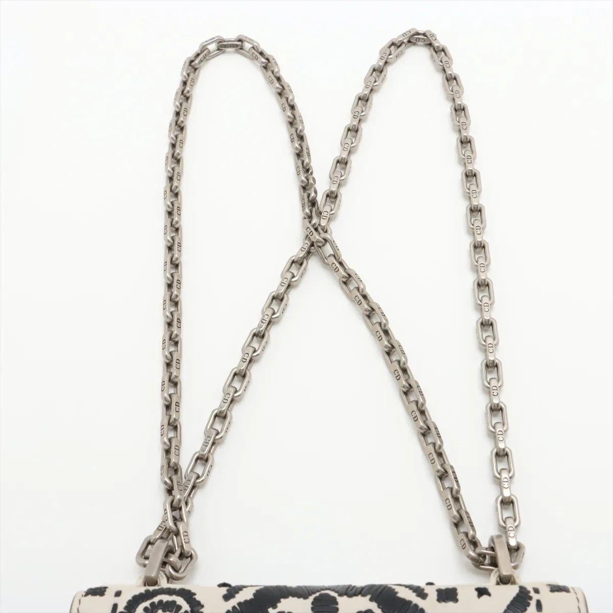Christian Dior J'Adior Bestickte Leder-Ketten-Umhängetasche Weiß im Angebot 3