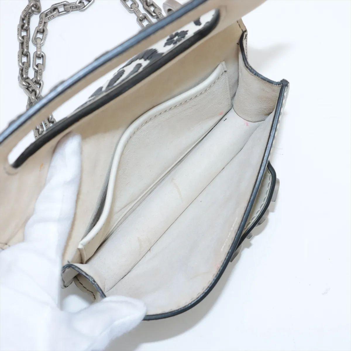 Christian Dior J'Adior Bestickte Leder-Ketten-Umhängetasche Weiß im Angebot 4