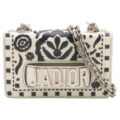 Christian Dior J'Adior Bolso con cadena de piel bordada Blanco