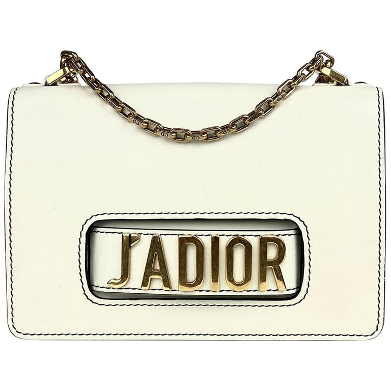 Christian Dior J'Adior Calfskin Chain Flap Bag Navy Blue Gold Hardware