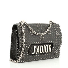 Christian Dior J'adior Flap Bag Studded Embossed Leather Medium