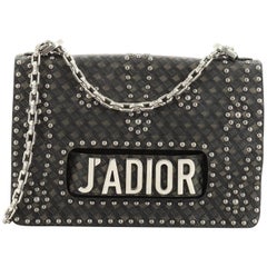Christian Dior J'adior Flap Bag Studded Embossed Leather Medium