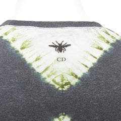 CHRISTIAN DIOR J'adior green grey tie dye cotton linen 8 tshirt XS