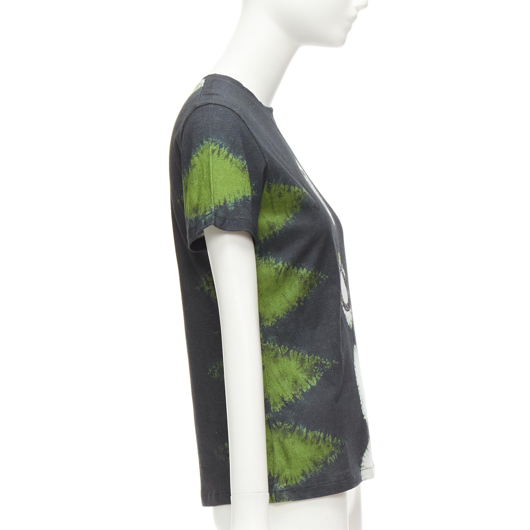 CHRISTIAN DIOR J'adior green grey tie dye cotton linen 8 tshirt XS In Excellent Condition For Sale In Hong Kong, NT