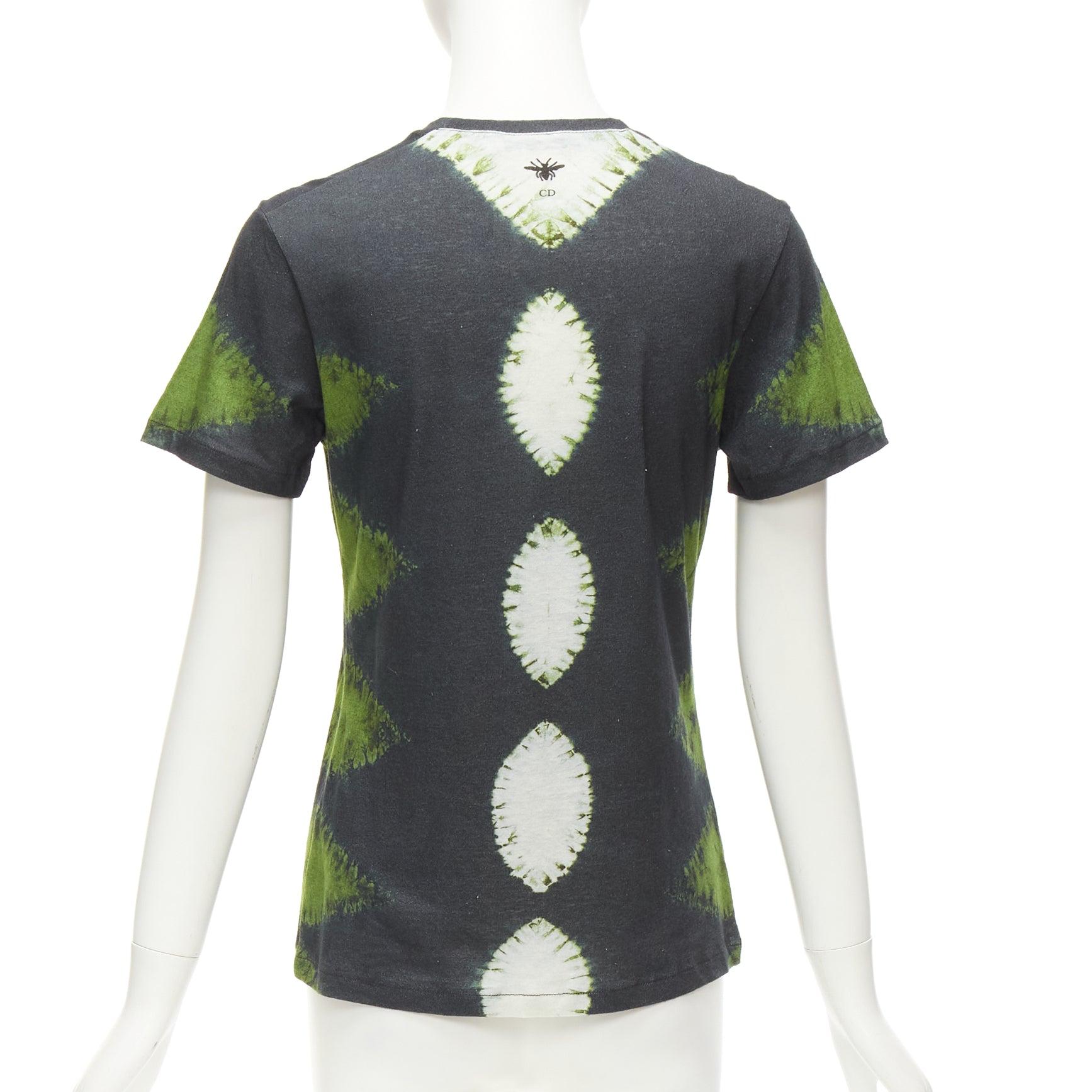 Women's CHRISTIAN DIOR J'adior green grey tie dye cotton linen 8 tshirt XS For Sale