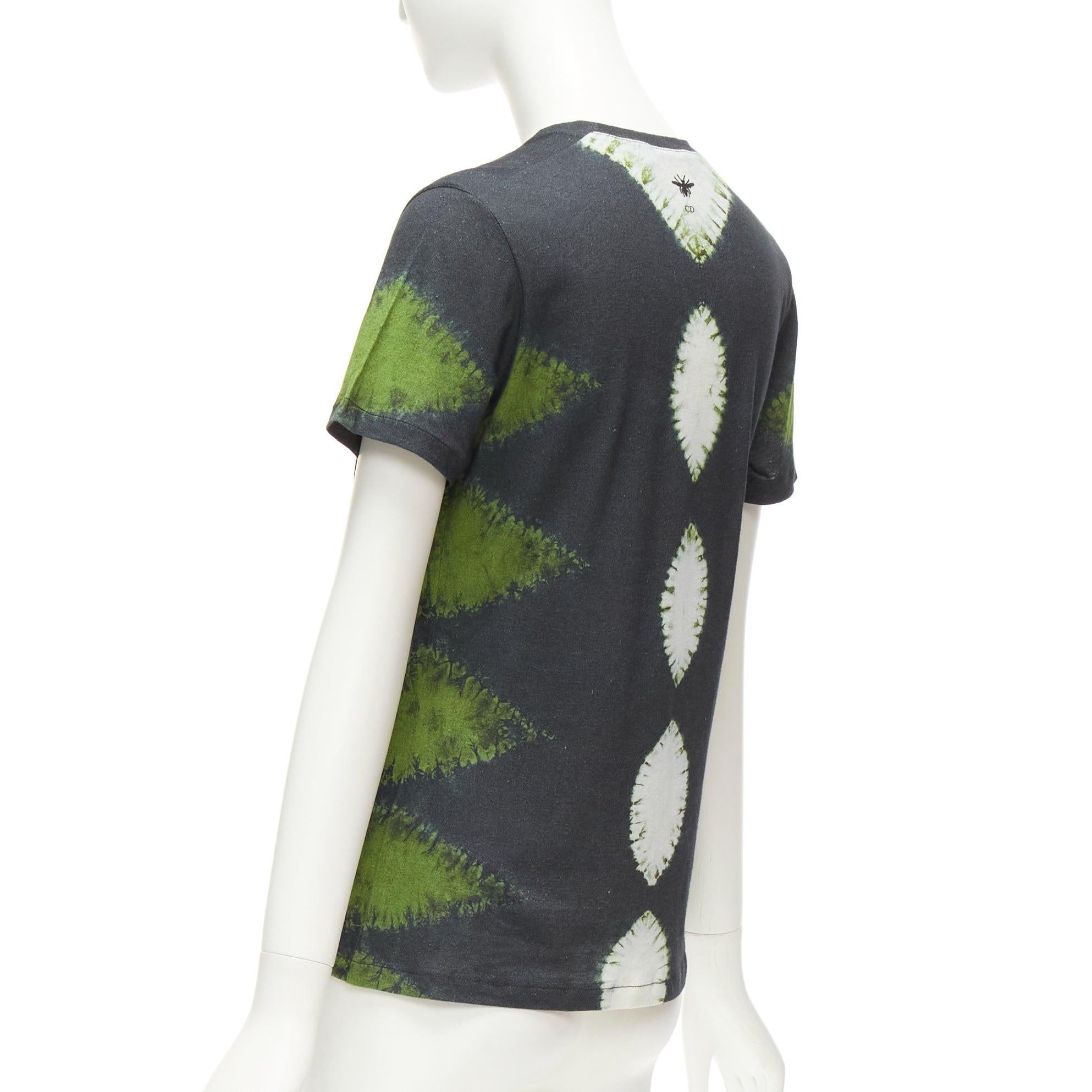 CHRISTIAN DIOR J'adior green grey tie dye cotton linen 8 tshirt XS For Sale 1